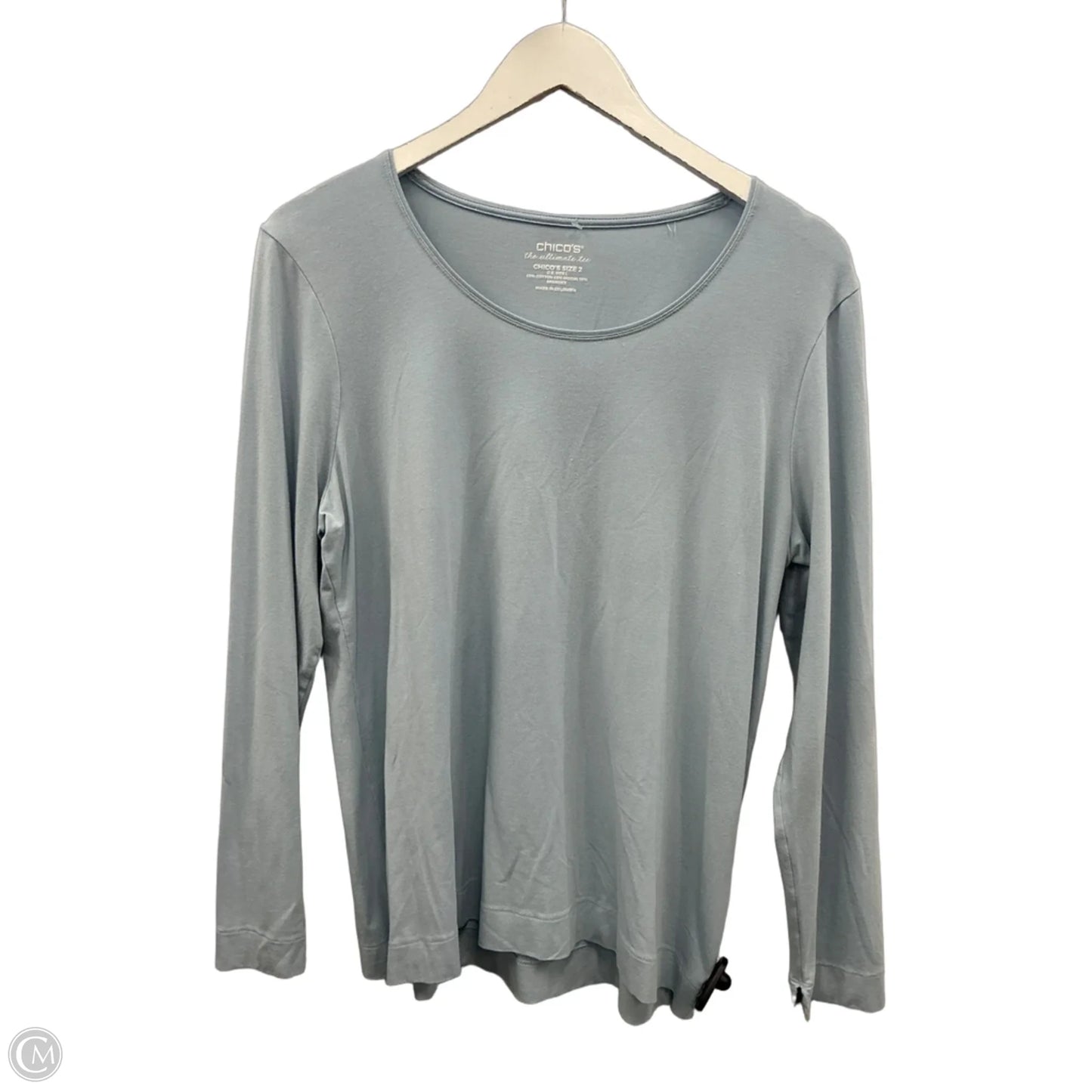 Athletic Top Long Sleeve Collar By Chicos In Blue, Size: L