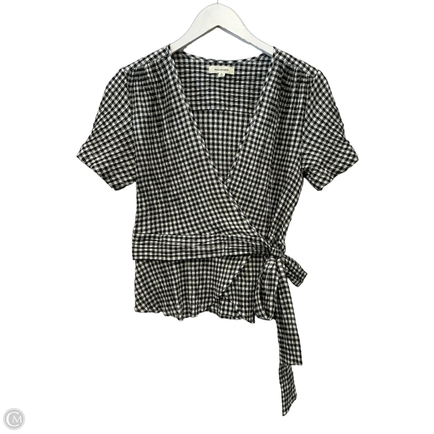 Top Short Sleeve By Max Studio In Checkered Pattern, Size: S