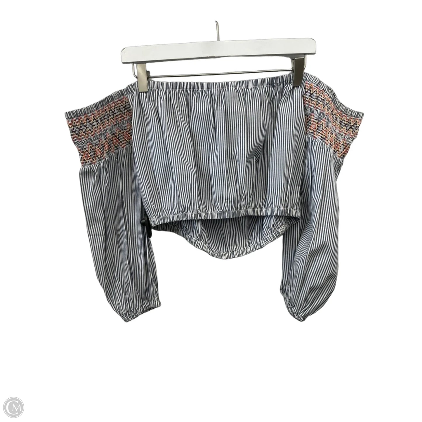 Top 3/4 Sleeve By American Eagle In Grey & White, Size: S