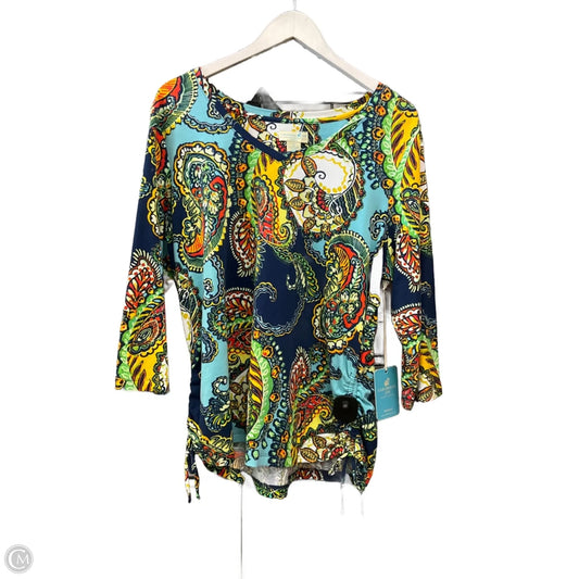 Top 3/4 Sleeve By Caribbean Joe In Multi-colored, Size: 1x