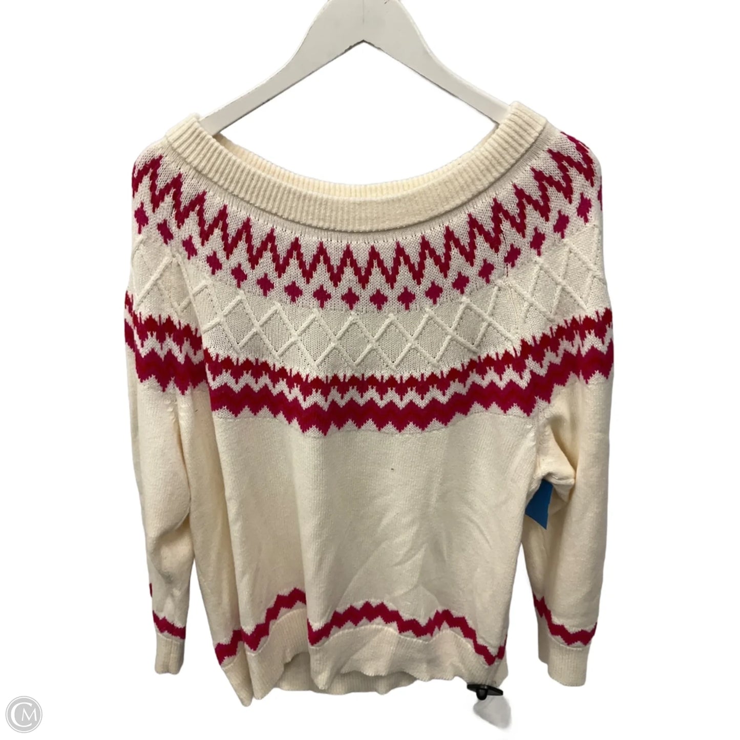 Sweater By Style And Co Collection Women In Cream & Pink, Size: 2x