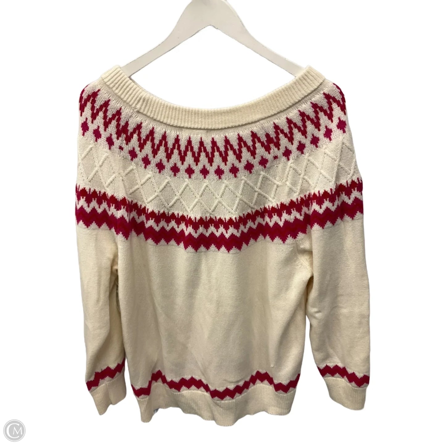 Sweater By Style And Co Collection Women In Cream & Pink, Size: 2x