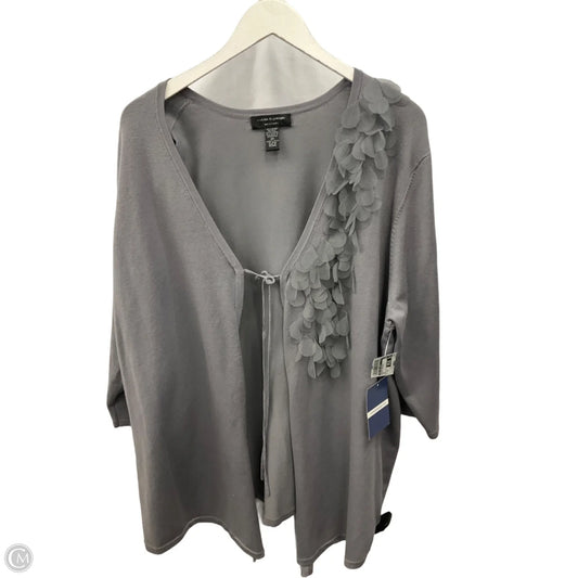 Sweater Cardigan By Cable And Gauge In Grey, Size: 2x