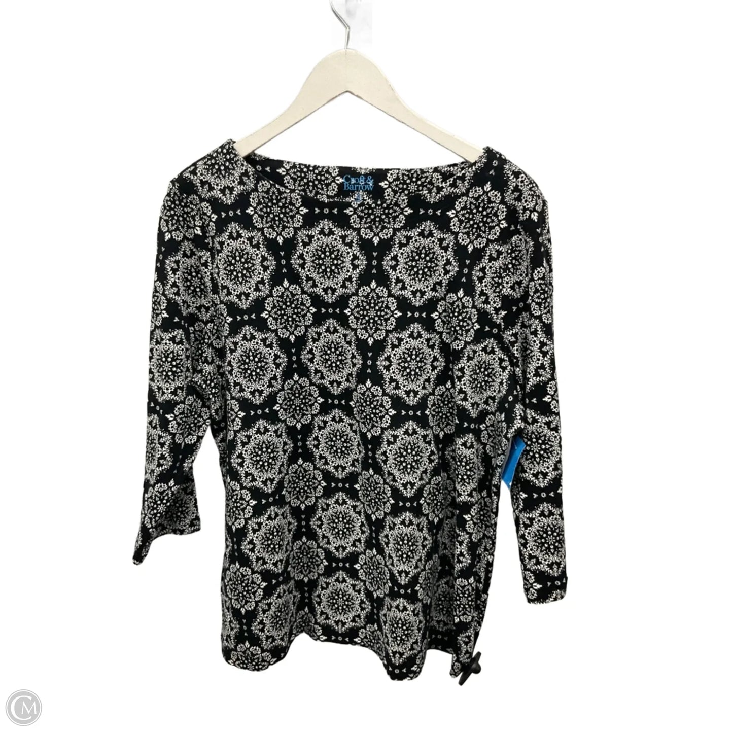 Top 3/4 Sleeve Basic By Croft And Barrow In Black & White, Size: Xl