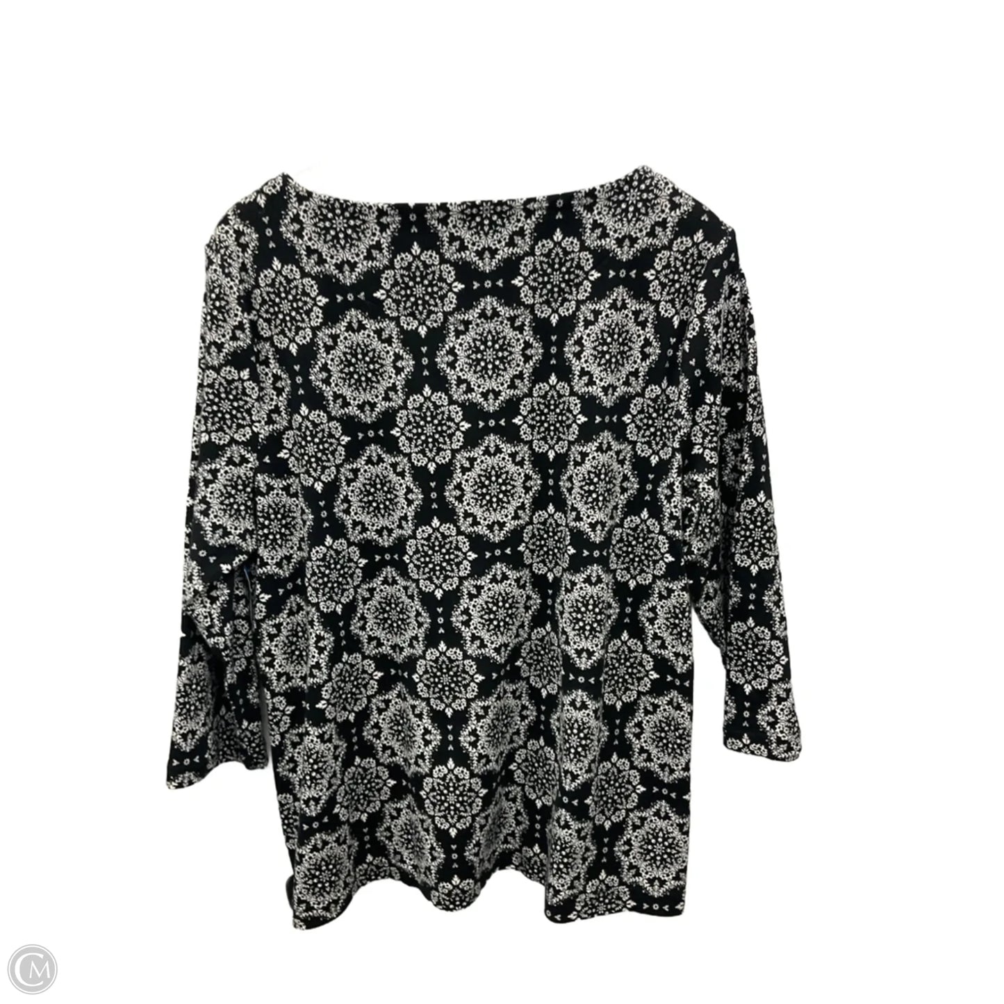 Top 3/4 Sleeve Basic By Croft And Barrow In Black & White, Size: Xl