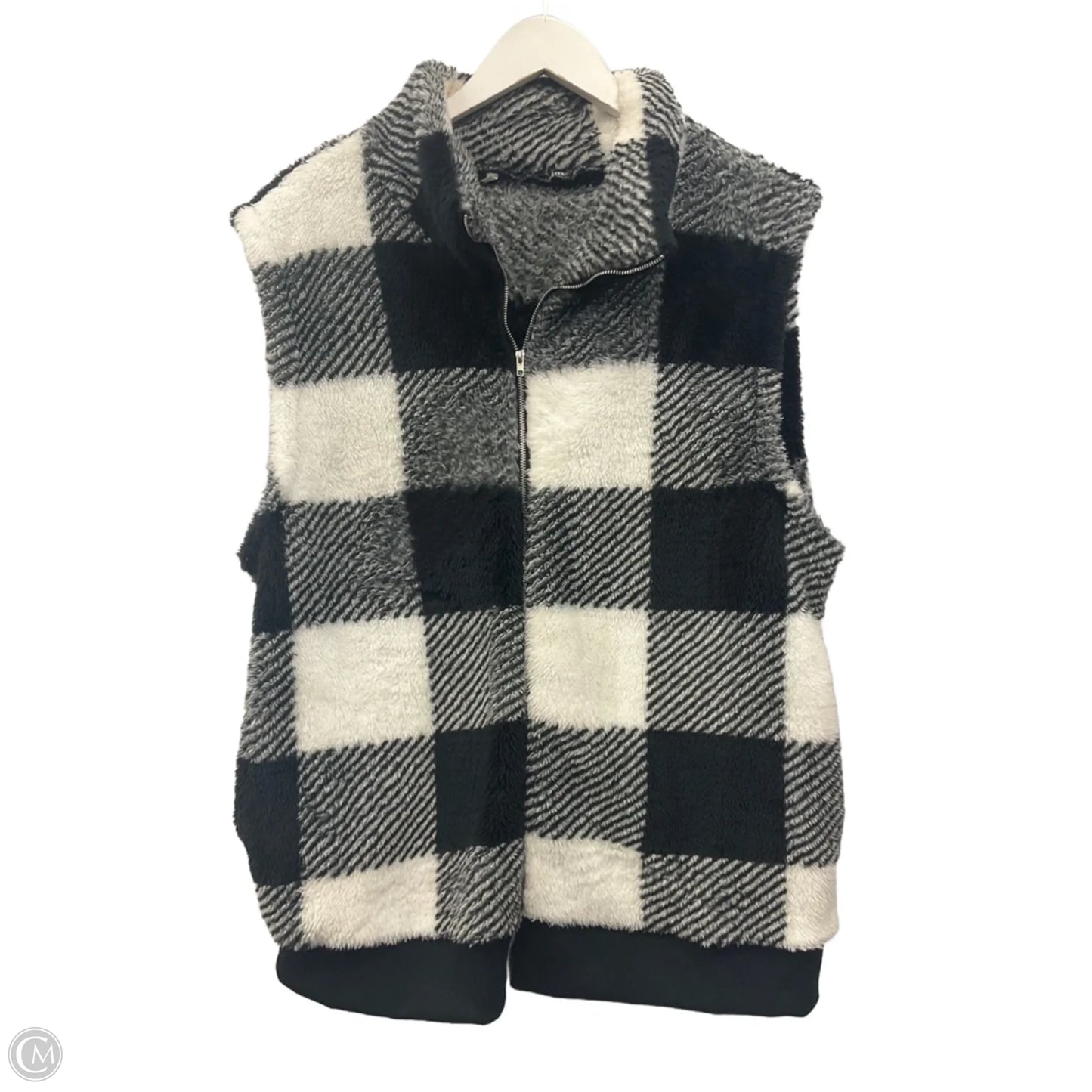 Vest Faux Fur & Sherpa By Clothes Mentor In Black & White, Size: Xl