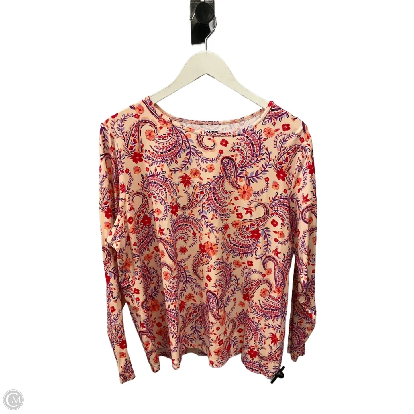 Top Long Sleeve By Lands End In Orange & Red, Size: 1x