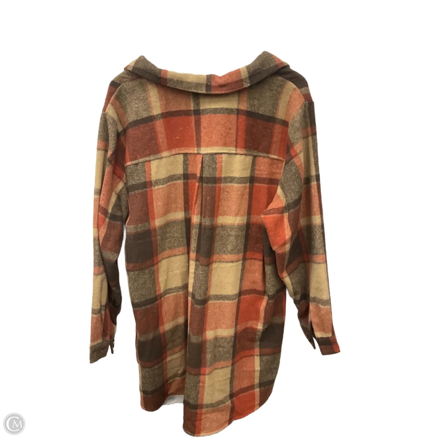 Jacket Shirt By Bloomchic In Brown & Orange, Size: 1x