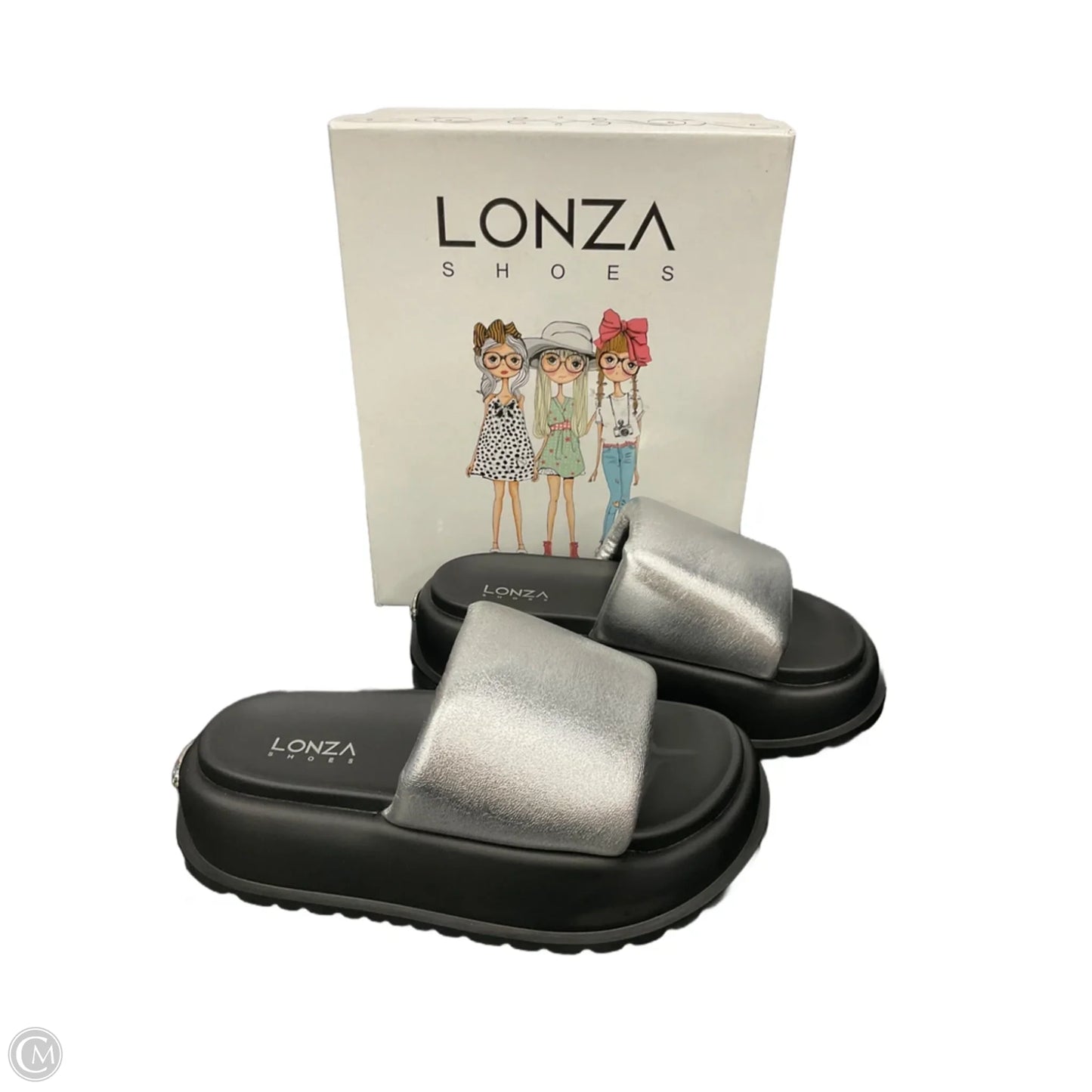 Sandals Flats By Clothes Mentor In Silver, Size: 8.5