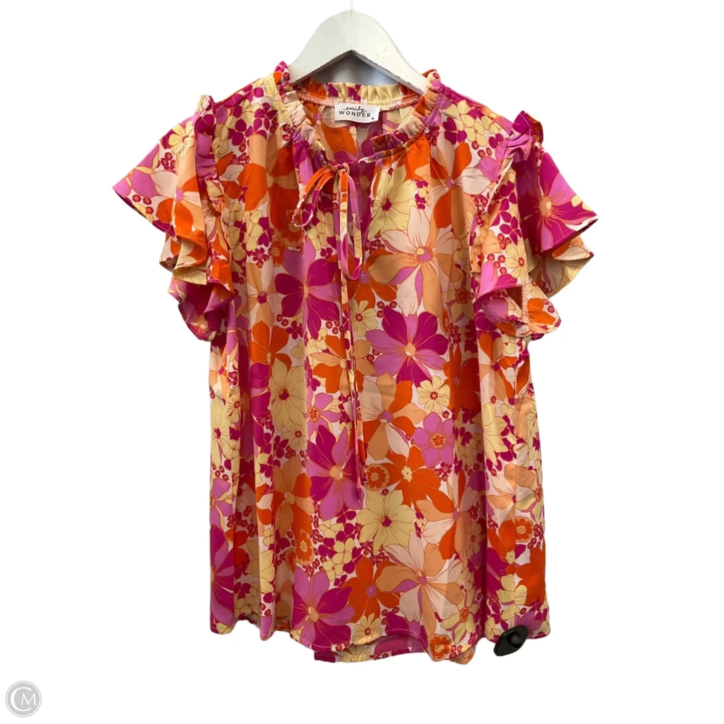 Top Short Sleeve By Emily Wonder In Orange & Pink, Size: M