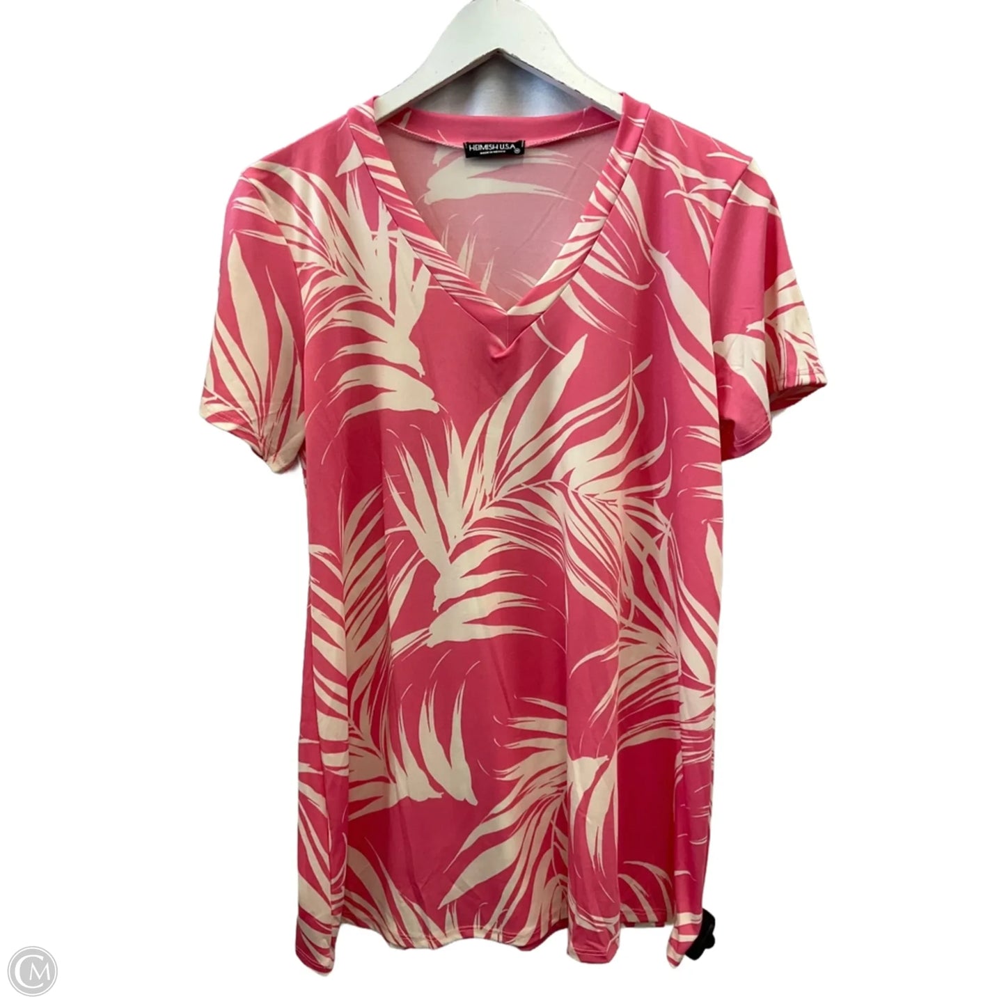Top Short Sleeve By Heimish Usa In Pink & White, Size: M