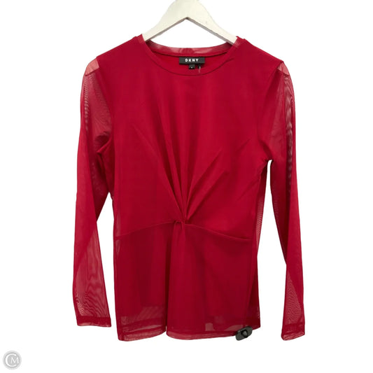 Top Long Sleeve By Dkny In Red, Size: M