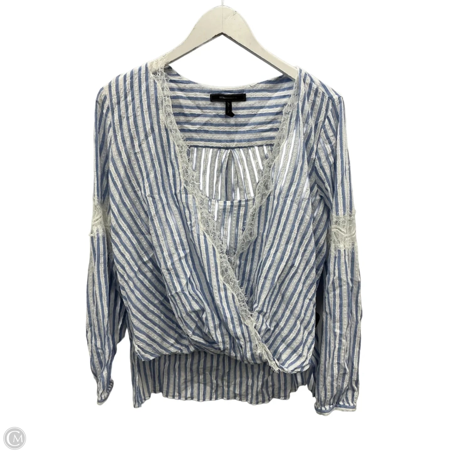 Tunic 3/4 Sleeve By Bcbg In Blue & White, Size: L