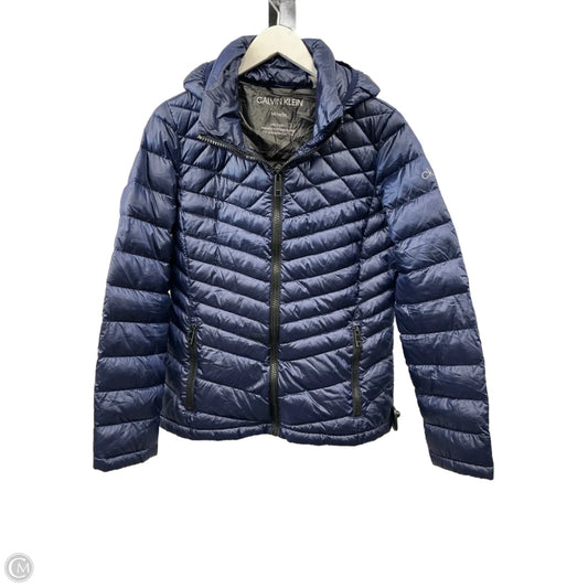 Jacket Puffer & Quilted By Calvin Klein In Navy, Size: M
