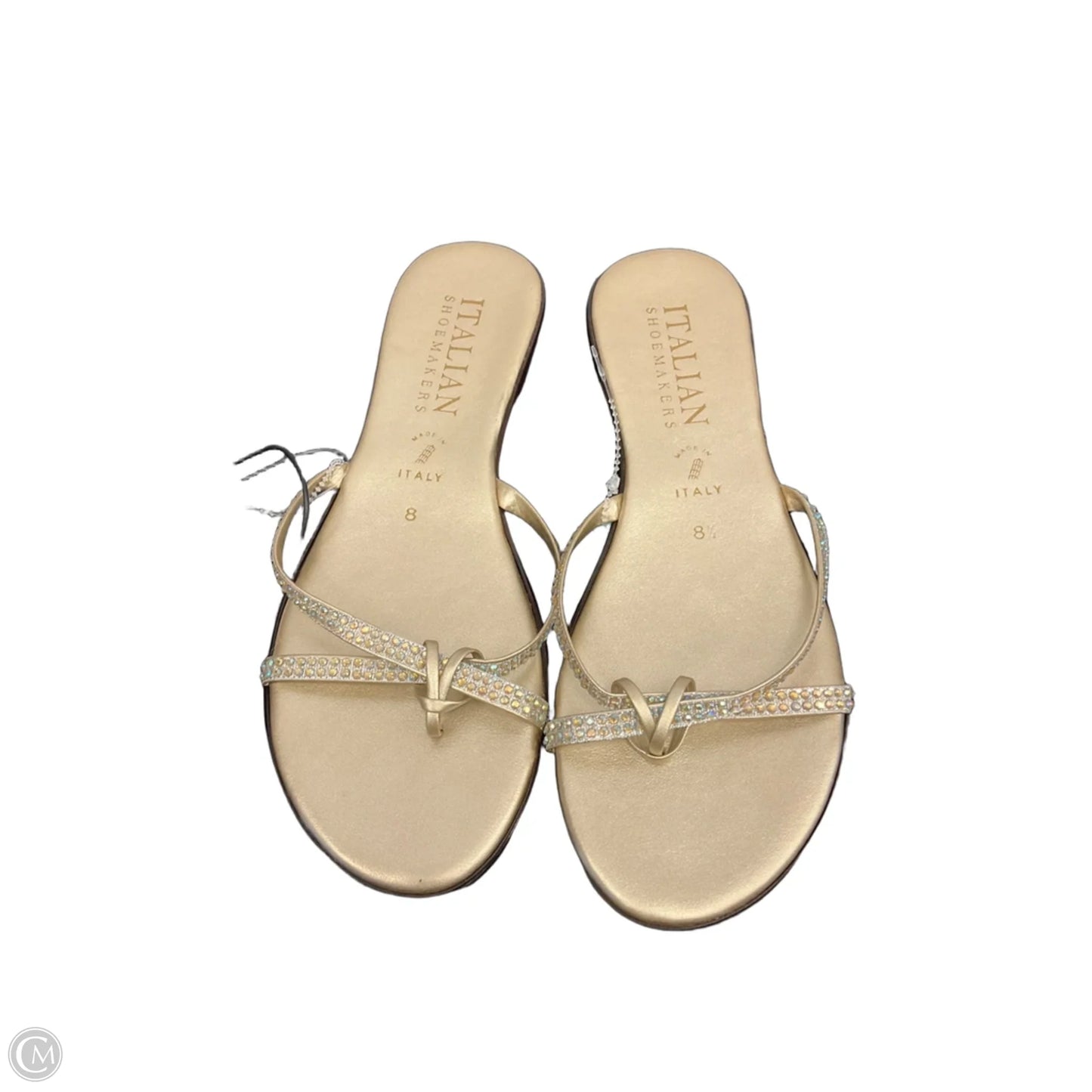 Sandals Flip Flops By Italian Shoemakers In Gold, Size: 8