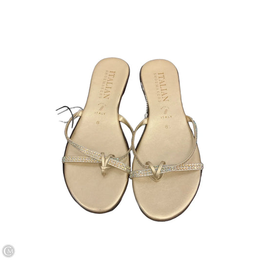 Sandals Flip Flops By Italian Shoemakers In Gold, Size: 8