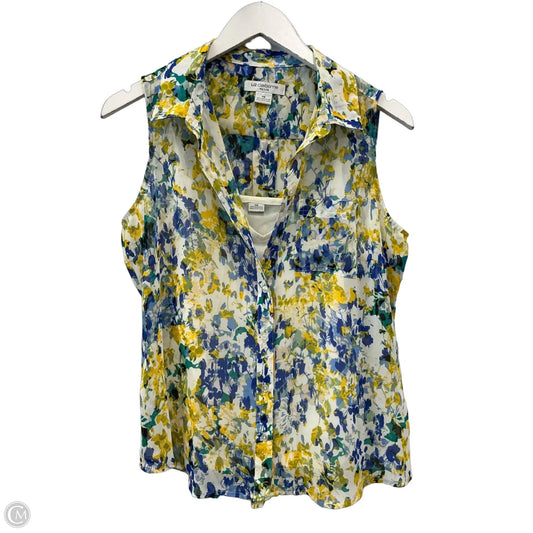 Top Sleeveless By Liz Claiborne In Blue & Yellow, Size: Mp