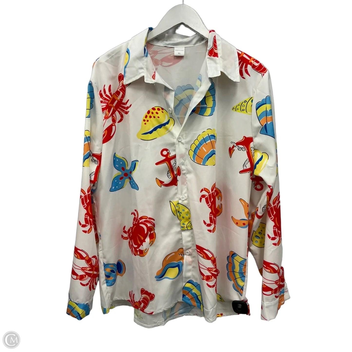 Top Long Sleeve By Clothes Mentor In White & Yellow, Size: Xl