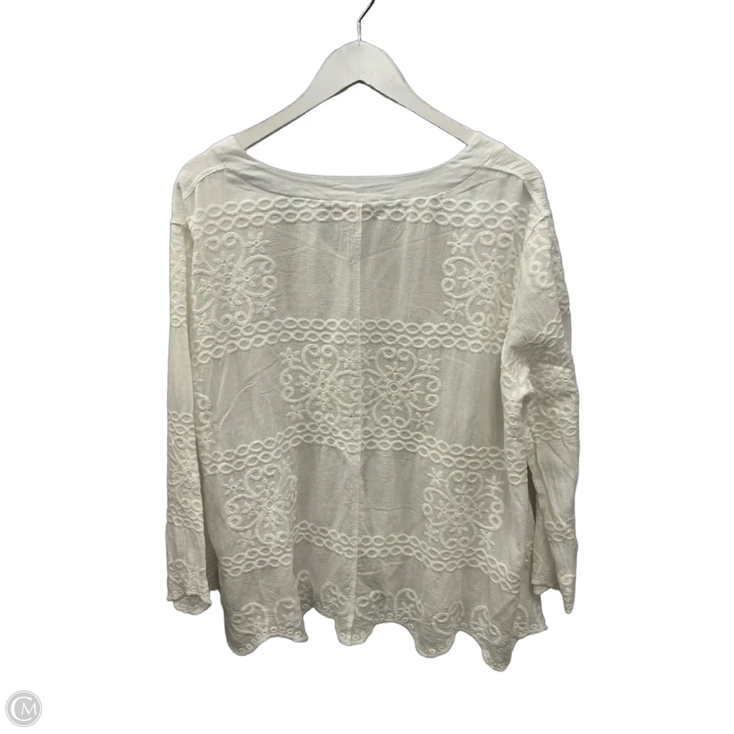 Top 3/4 Sleeve By Clothes Mentor In White, Size: Xl