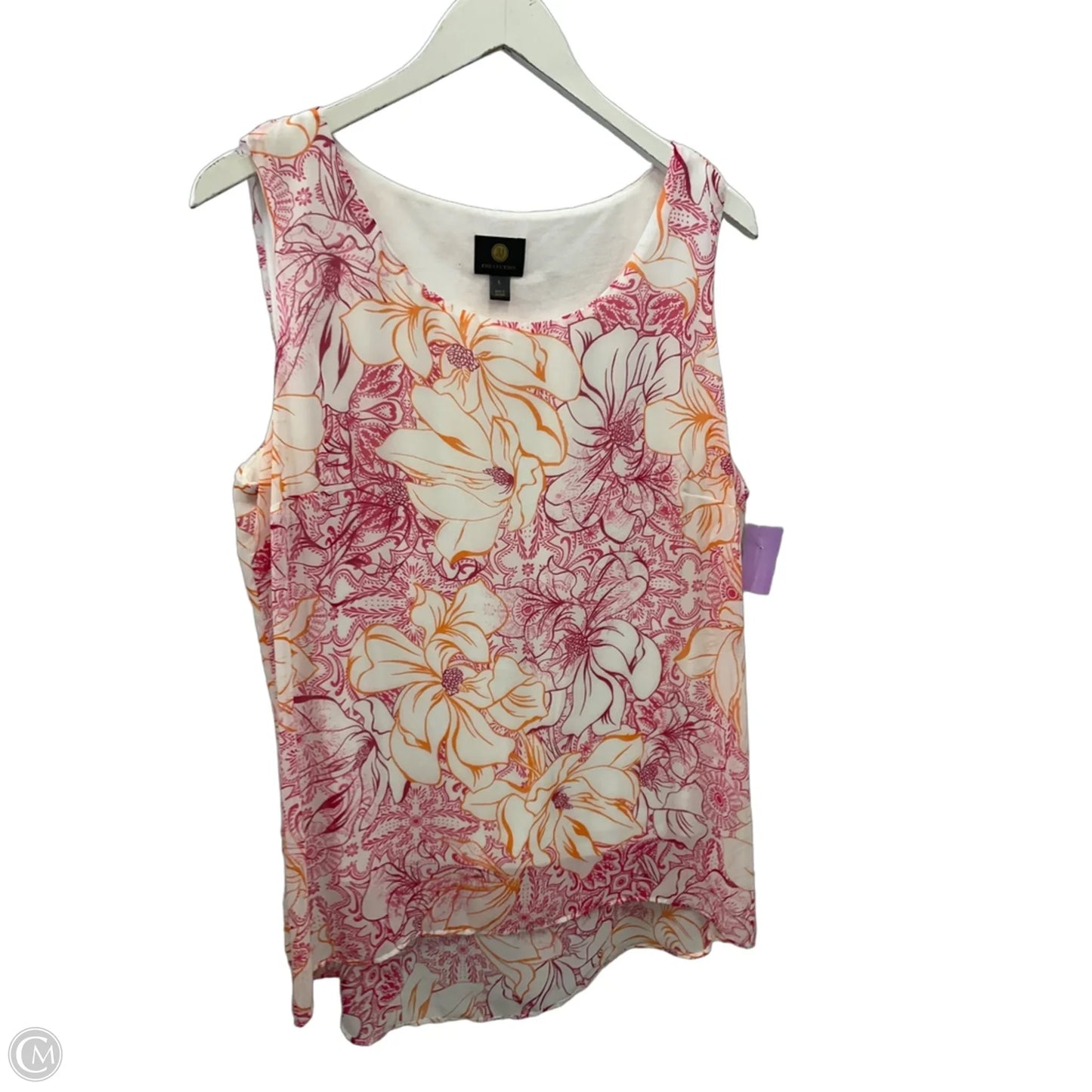 Top Sleeveless By Jm Collections In Orange & Pink, Size: L