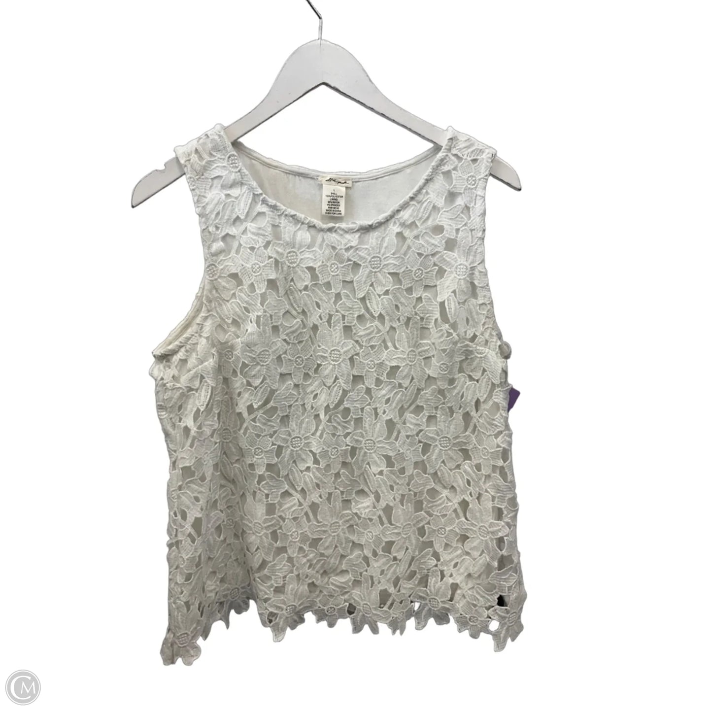 Top Sleeveless By Ultra Pink In White, Size: L