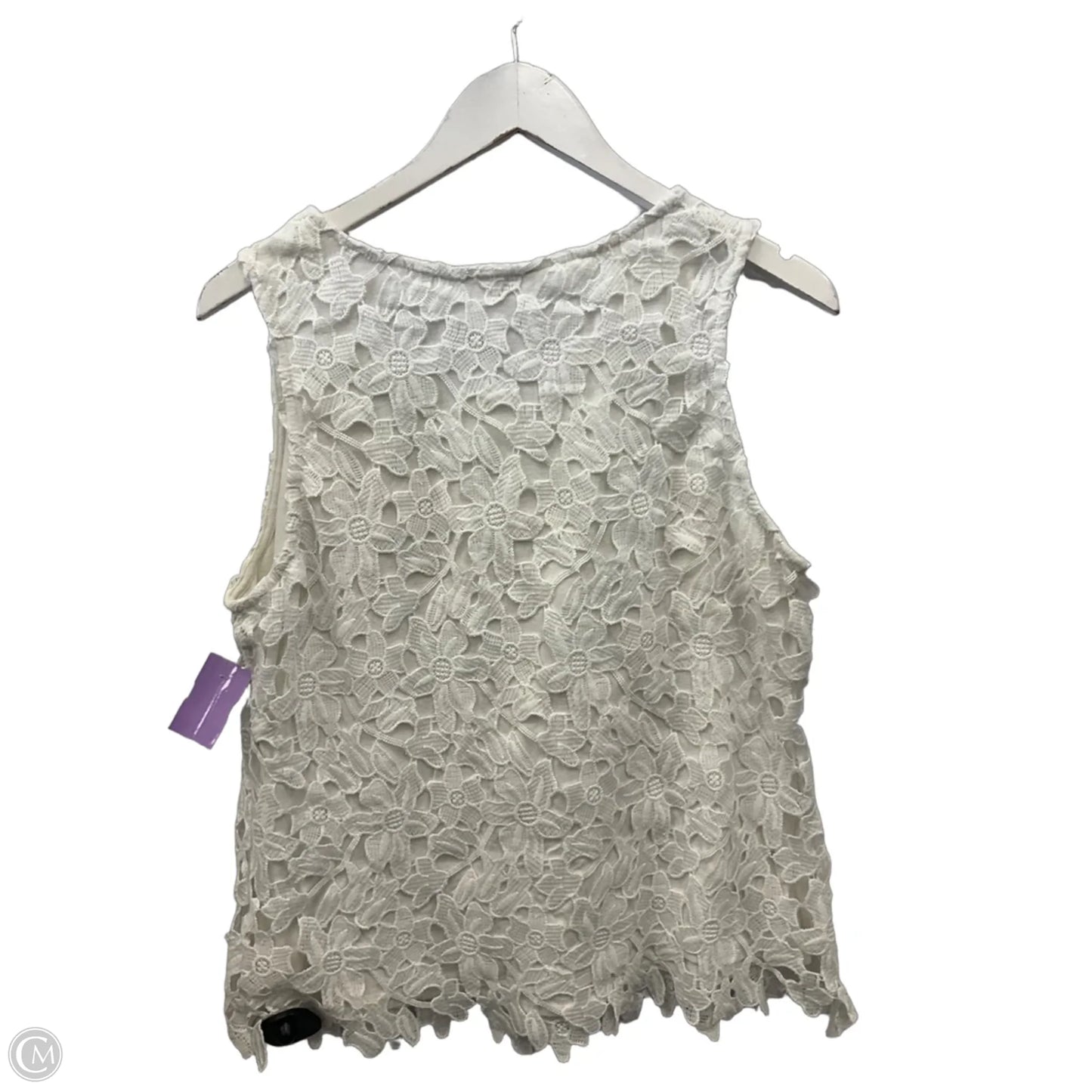 Top Sleeveless By Ultra Pink In White, Size: L