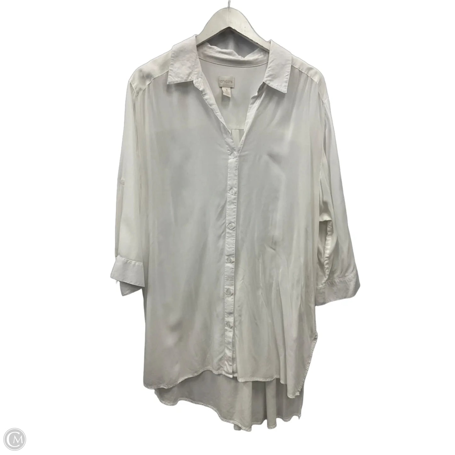 Tunic 3/4 Sleeve By Chicos In White, Size: Xl