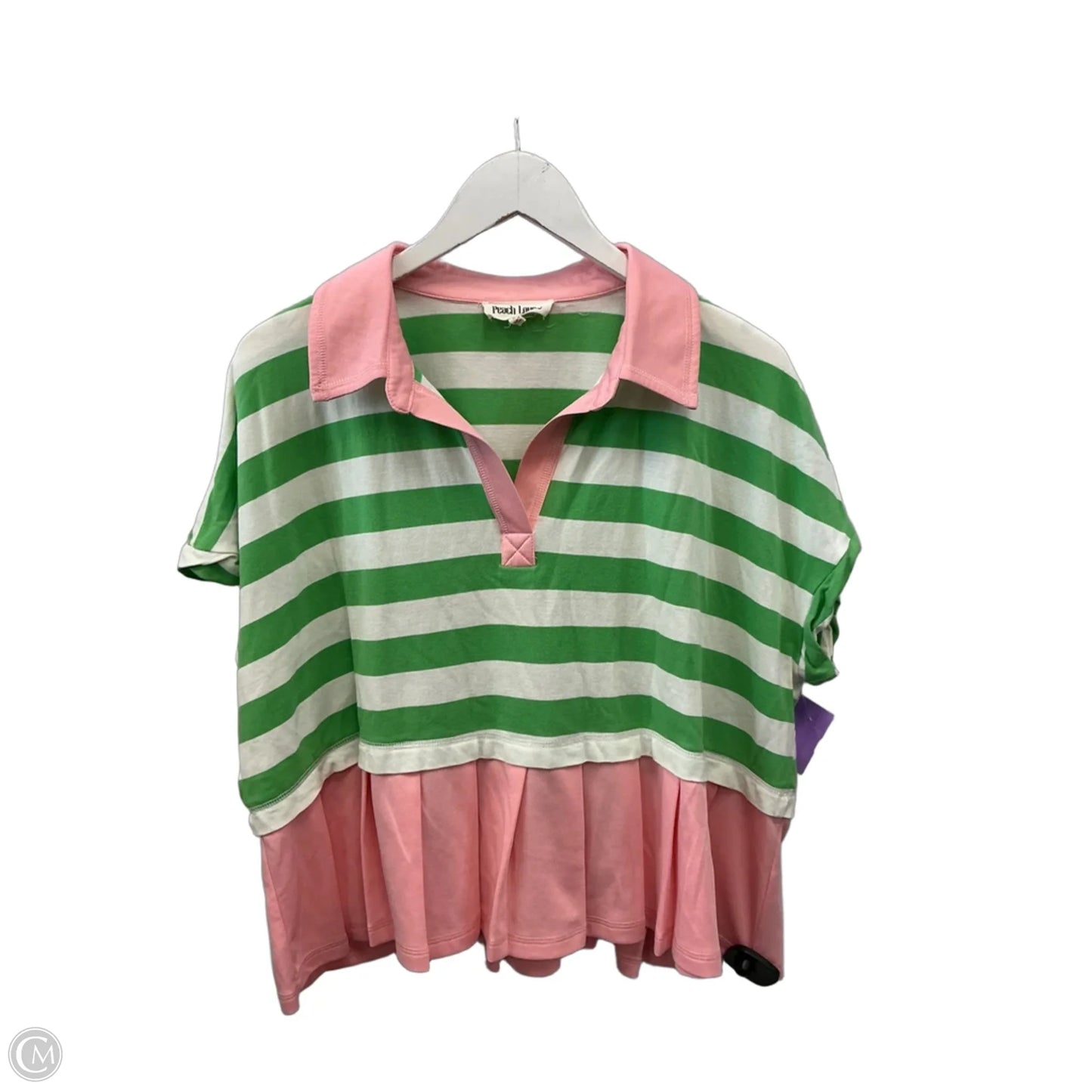 Top Short Sleeve By Clothes Mentor In Green & Pink, Size: L