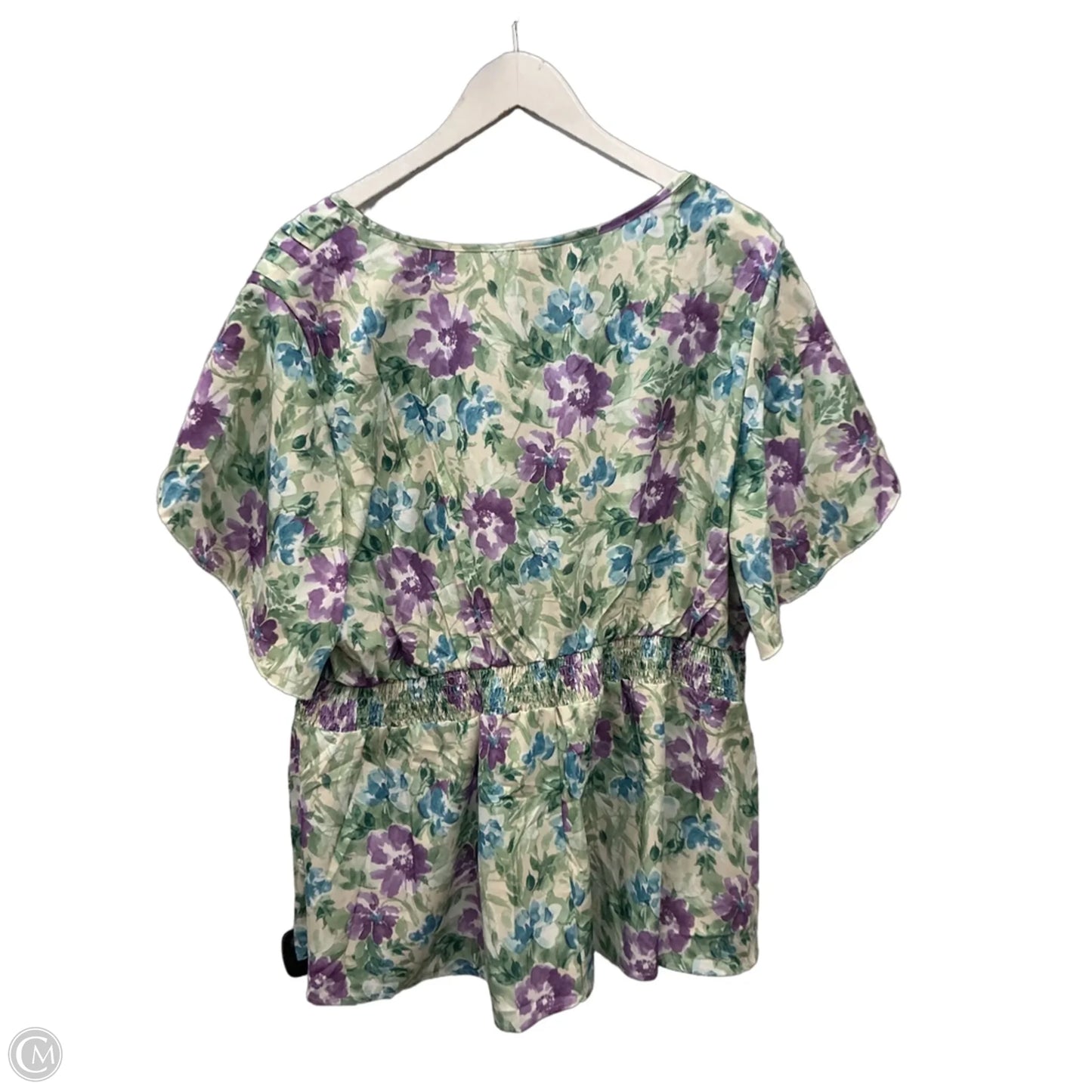 Top Short Sleeve By Bloomchic In Green & Purple, Size: 1x
