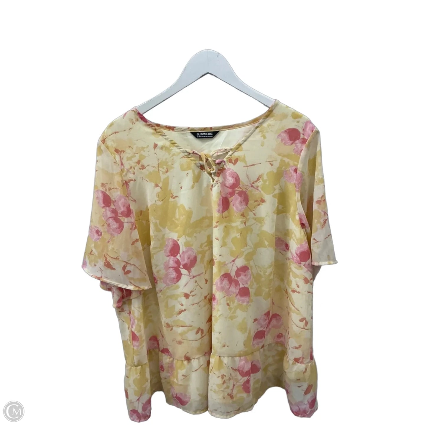 Top Short Sleeve By Bloomchic In Yellow, Size: 1x