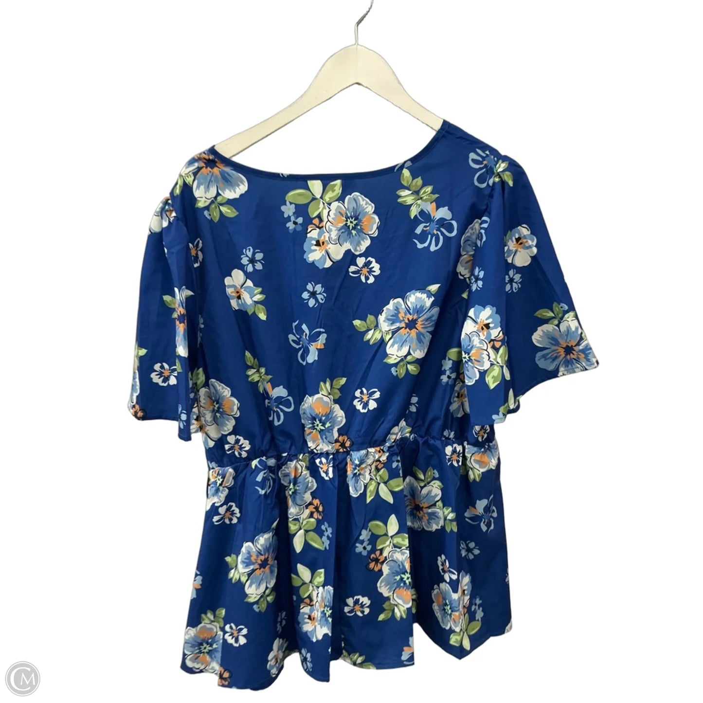 Top Short Sleeve By Bloomchic In Blue, Size: 1x