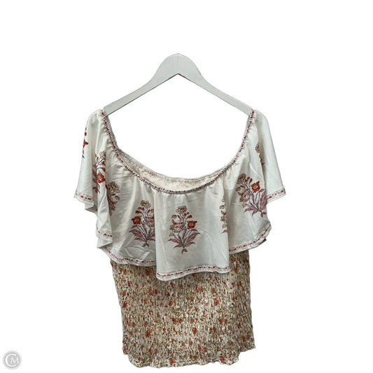 Top Short Sleeve By Bloomchic In Cream & Orange, Size: 1x