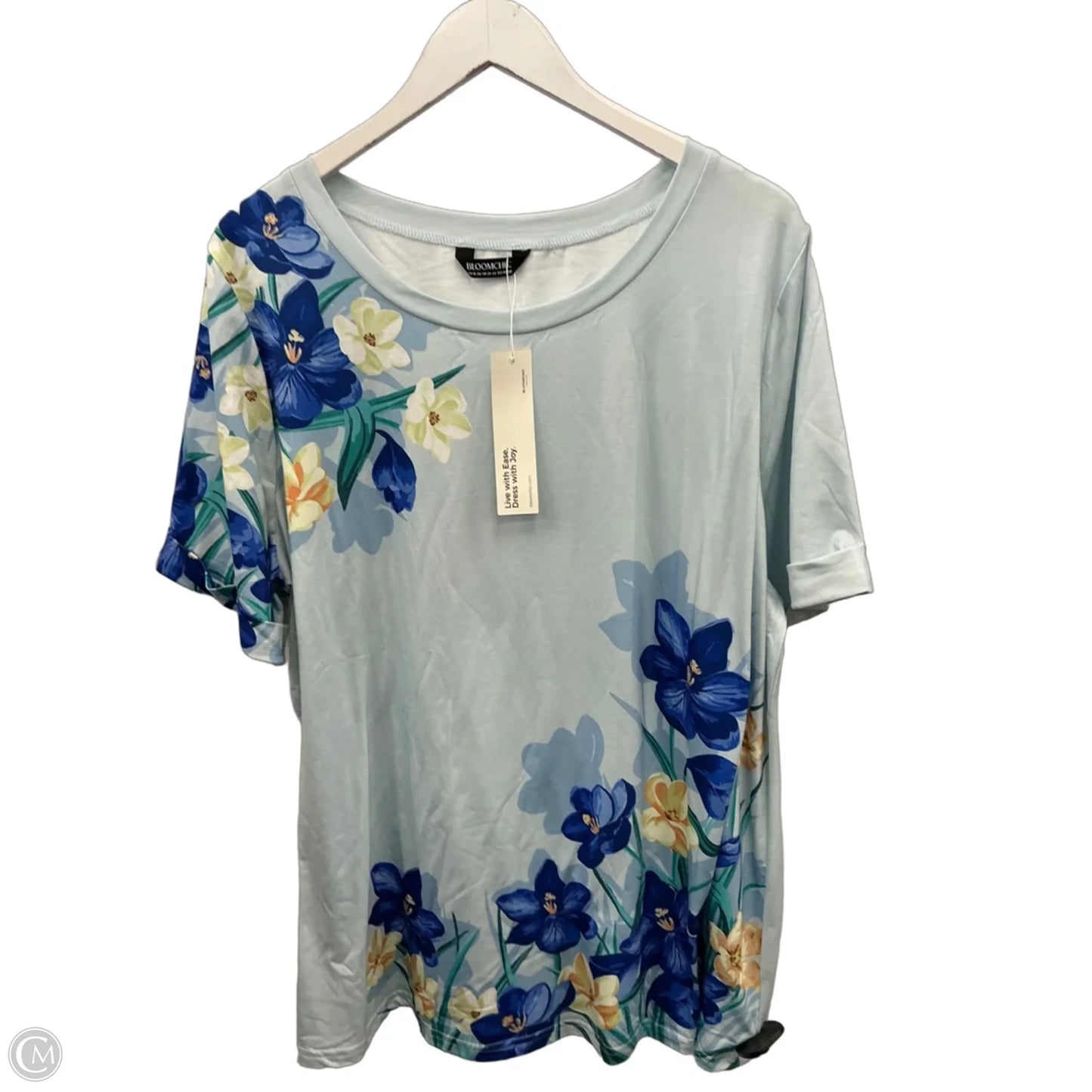 Top Short Sleeve By Bloomchic In Blue, Size: 1x