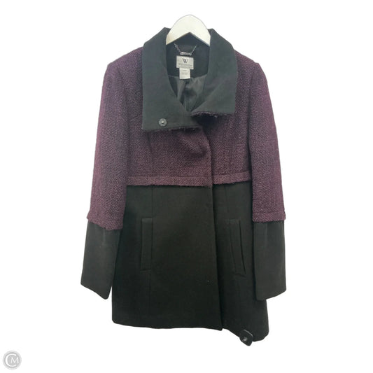 Coat Wool By Worthington In Black & Purple, Size: L