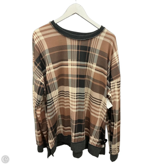 Top Long Sleeve By Heimish Usa In Brown & Cream, Size: 2x