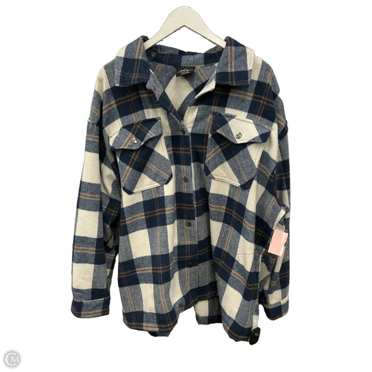 Jacket Shirt By Hfx In Navy, Size: Xxl
