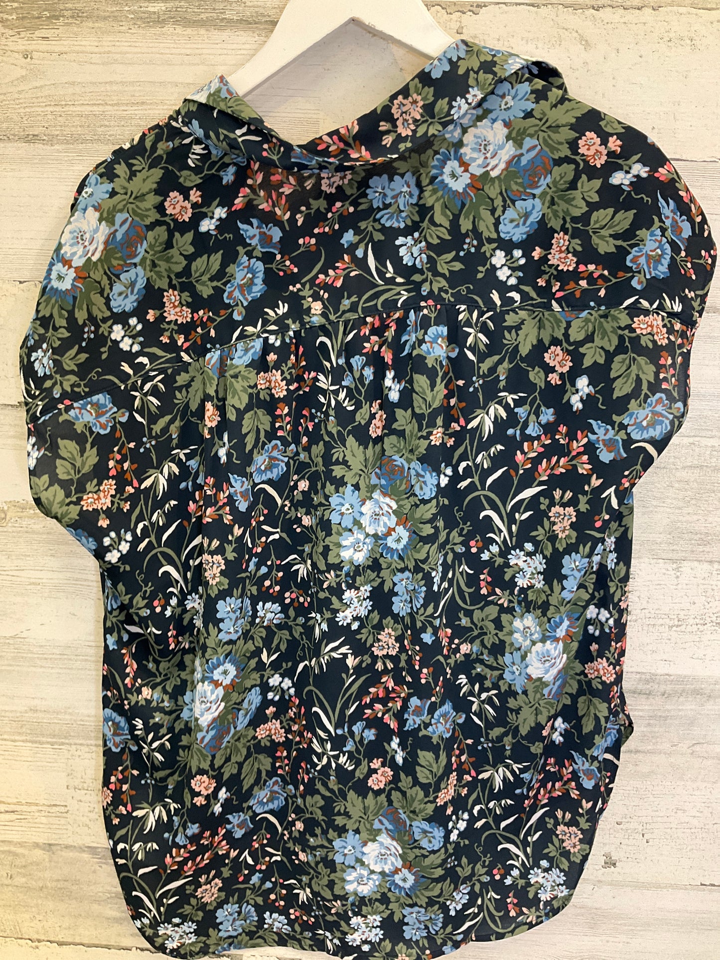 Floral Print Top Short Sleeve Loft, Size M