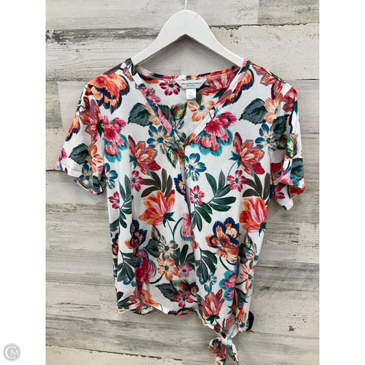Top Short Sleeve By Christopher And Banks In Floral Print, Size: Lp