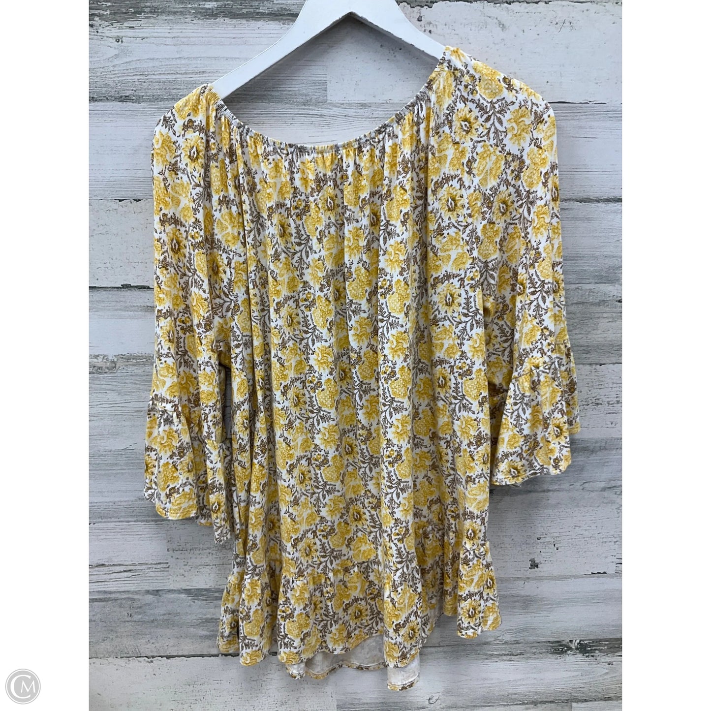 Top 3/4 Sleeve By Style And Company In Yellow, Size: 2x
