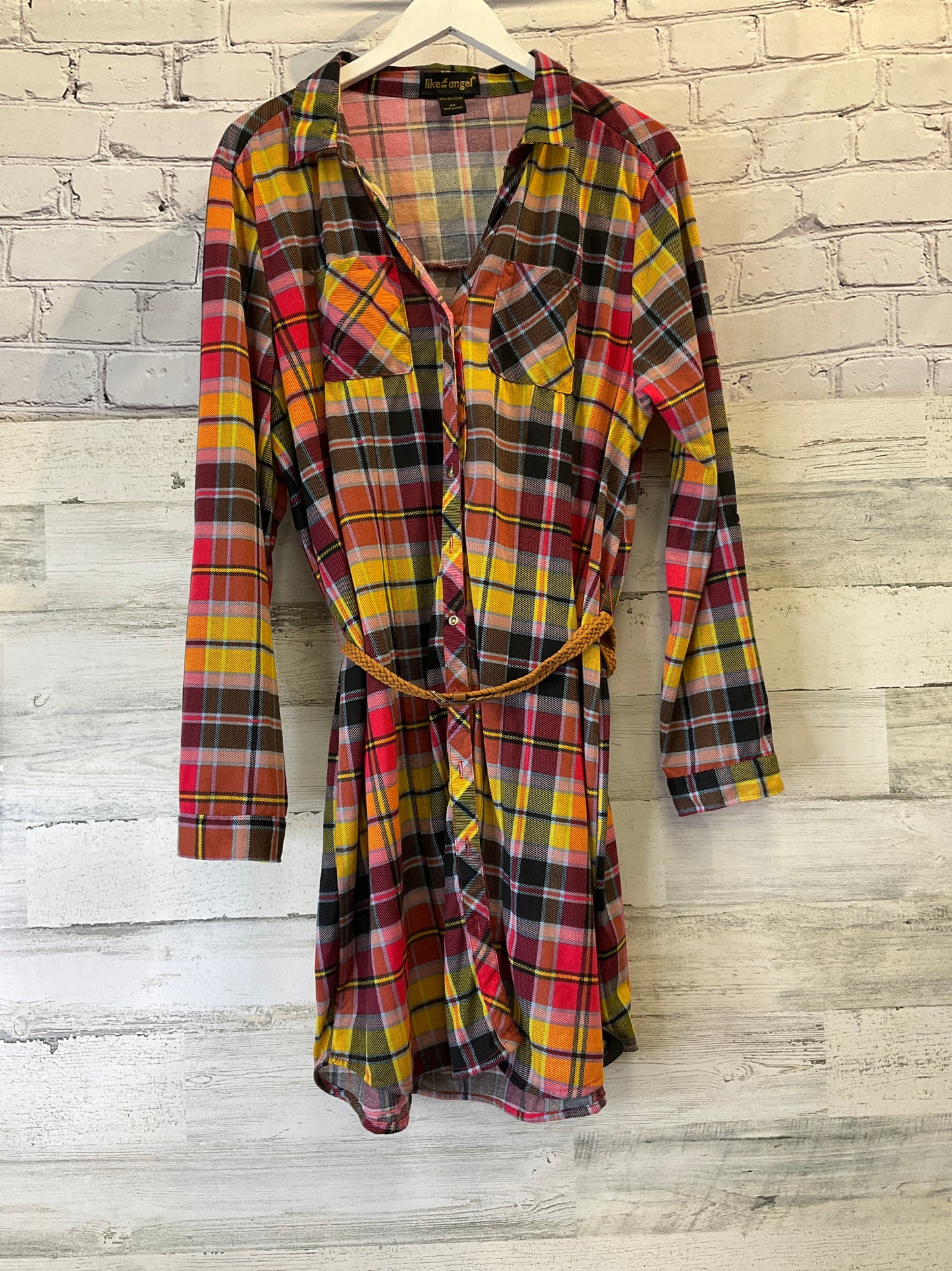 Tunic Long Sleeve By Clothes Mentor In Plaid, Size: 2x