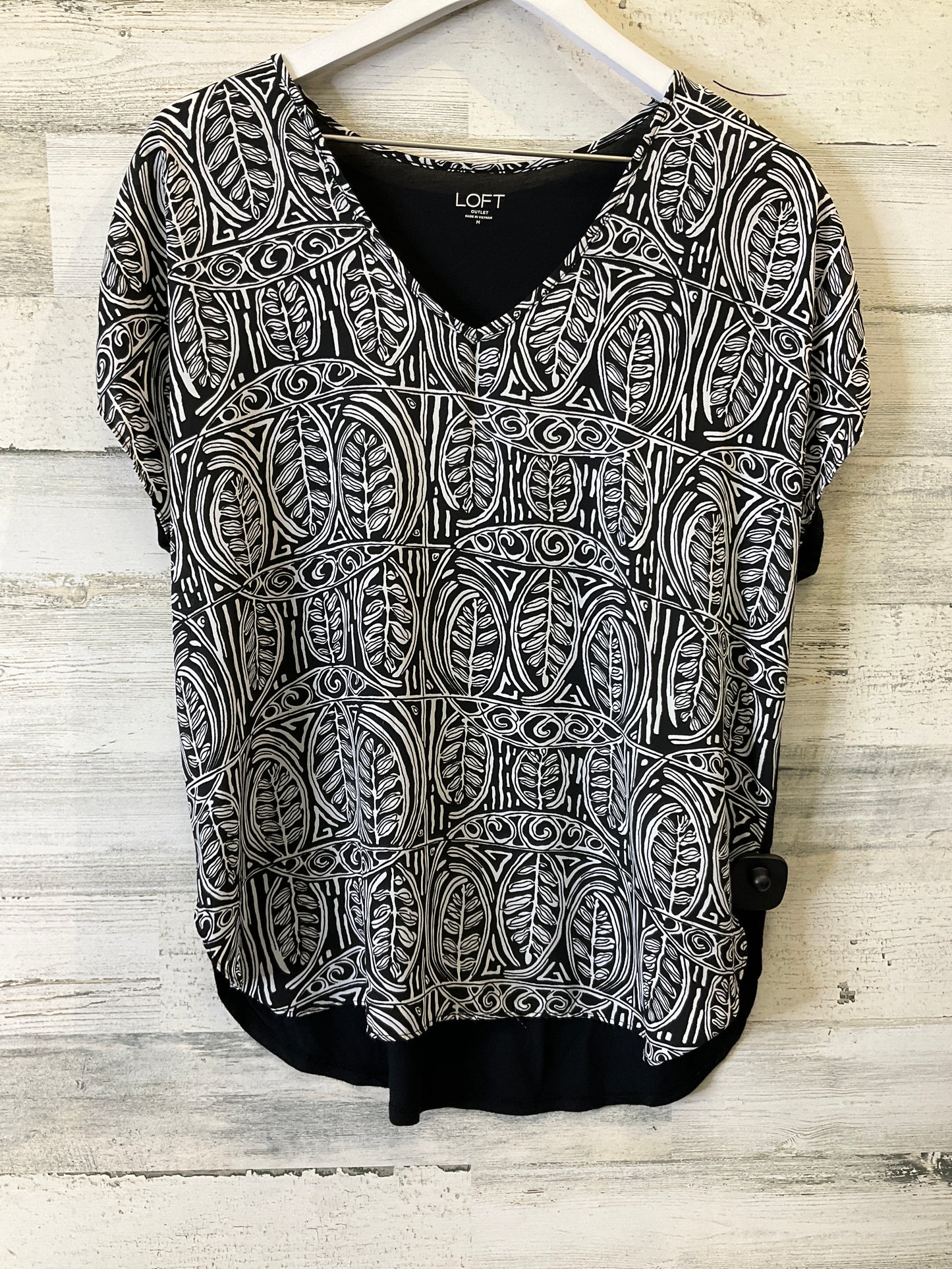 Black & White Top Short Sleeve Loft, Size M