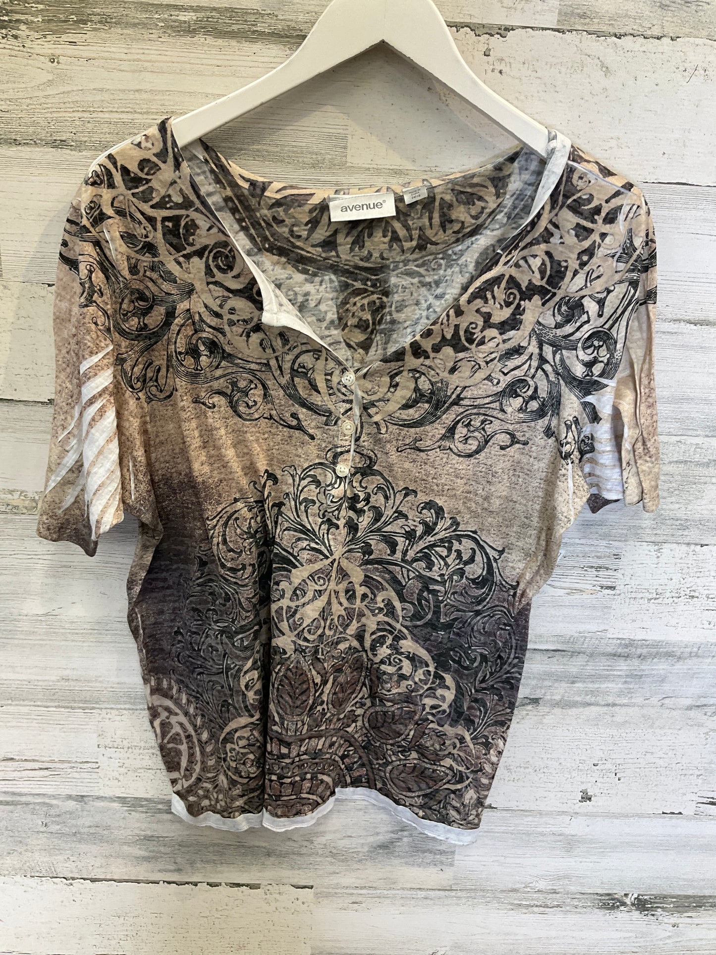 Beige Top Short Sleeve Avenue, Size L