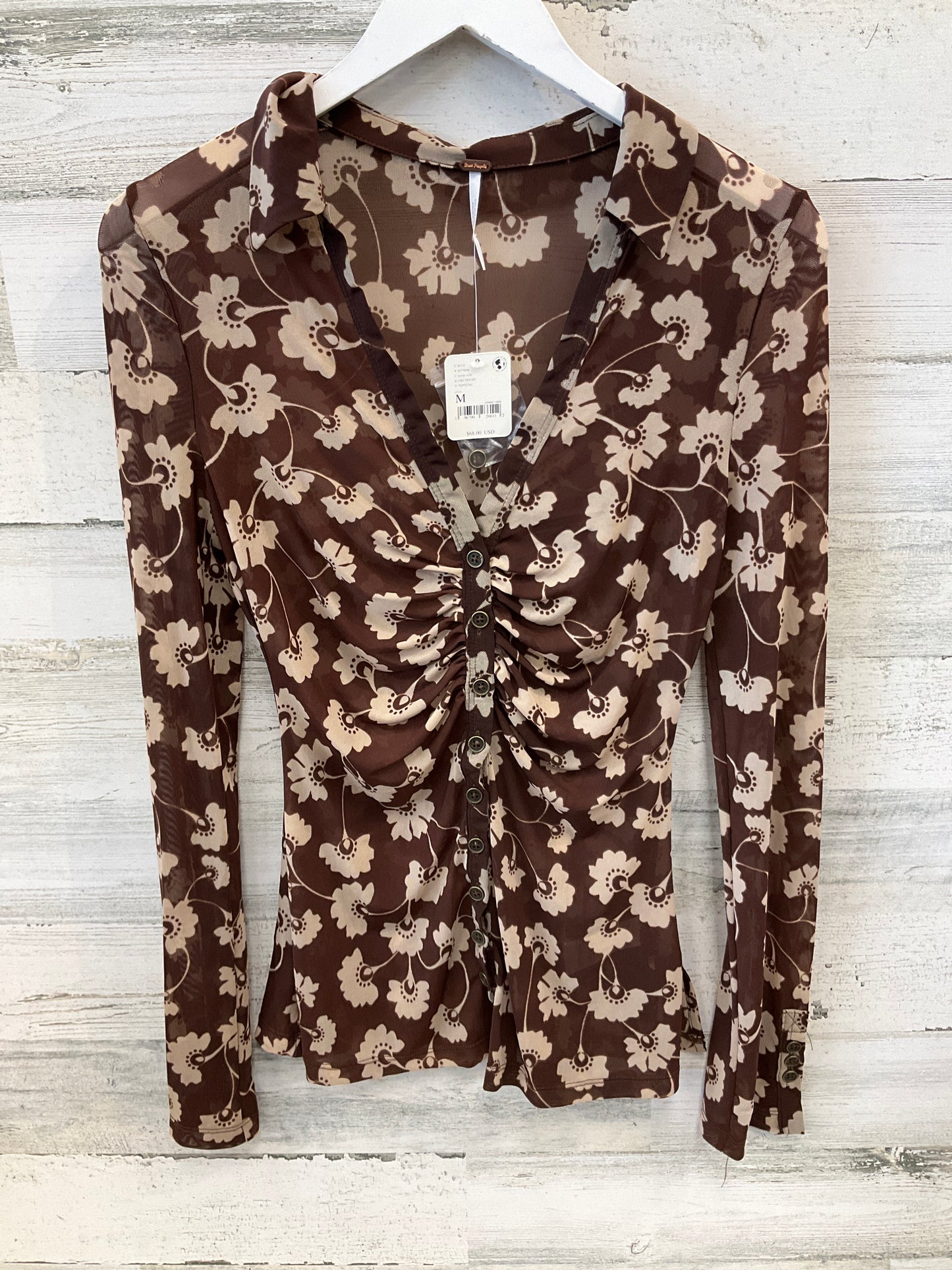 Blouse Long Sleeve By We The Free In Brown, Size: M