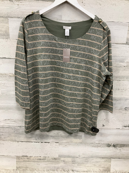 Top 3/4 Sleeve By Chicos In Green, Size: Xl