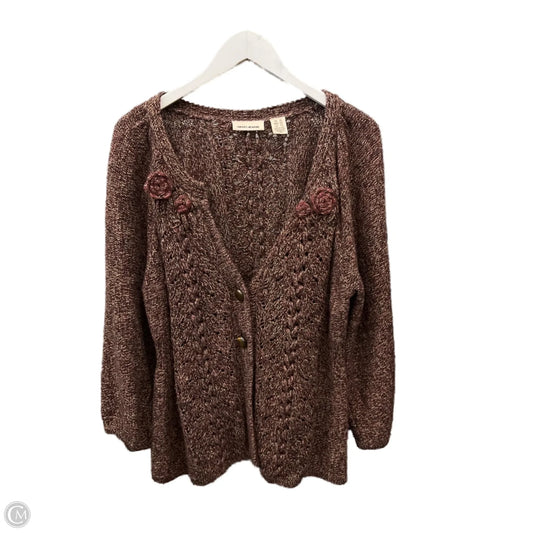 Sweater Cardigan By Dkny In Maroon, Size: Xl
