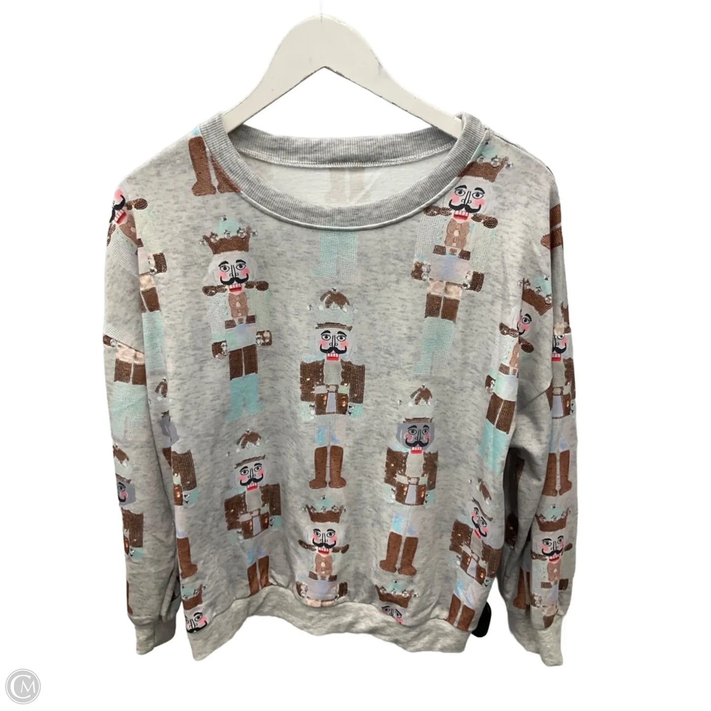 Top Long Sleeve By Cme In Grey, Size: M