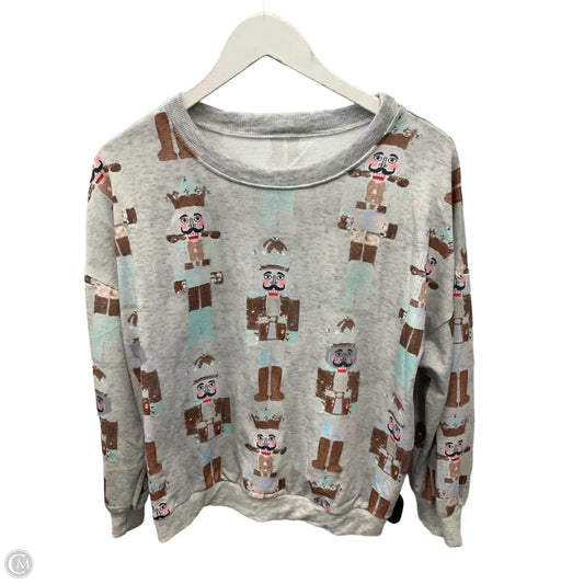 Top Long Sleeve By Cme In Grey, Size: M