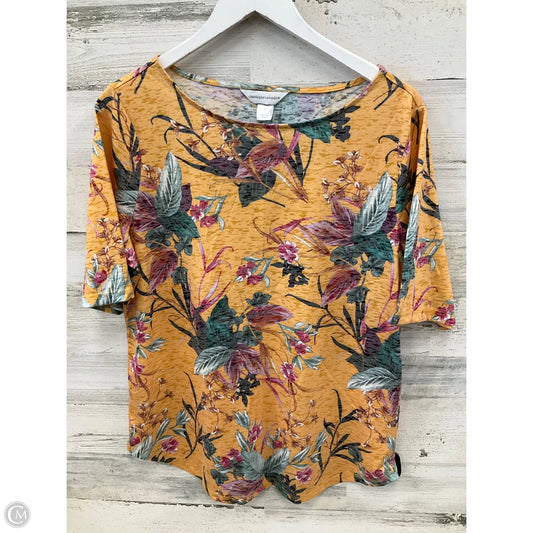 Top Short Sleeve By Christopher And Banks In Yellow, Size: L
