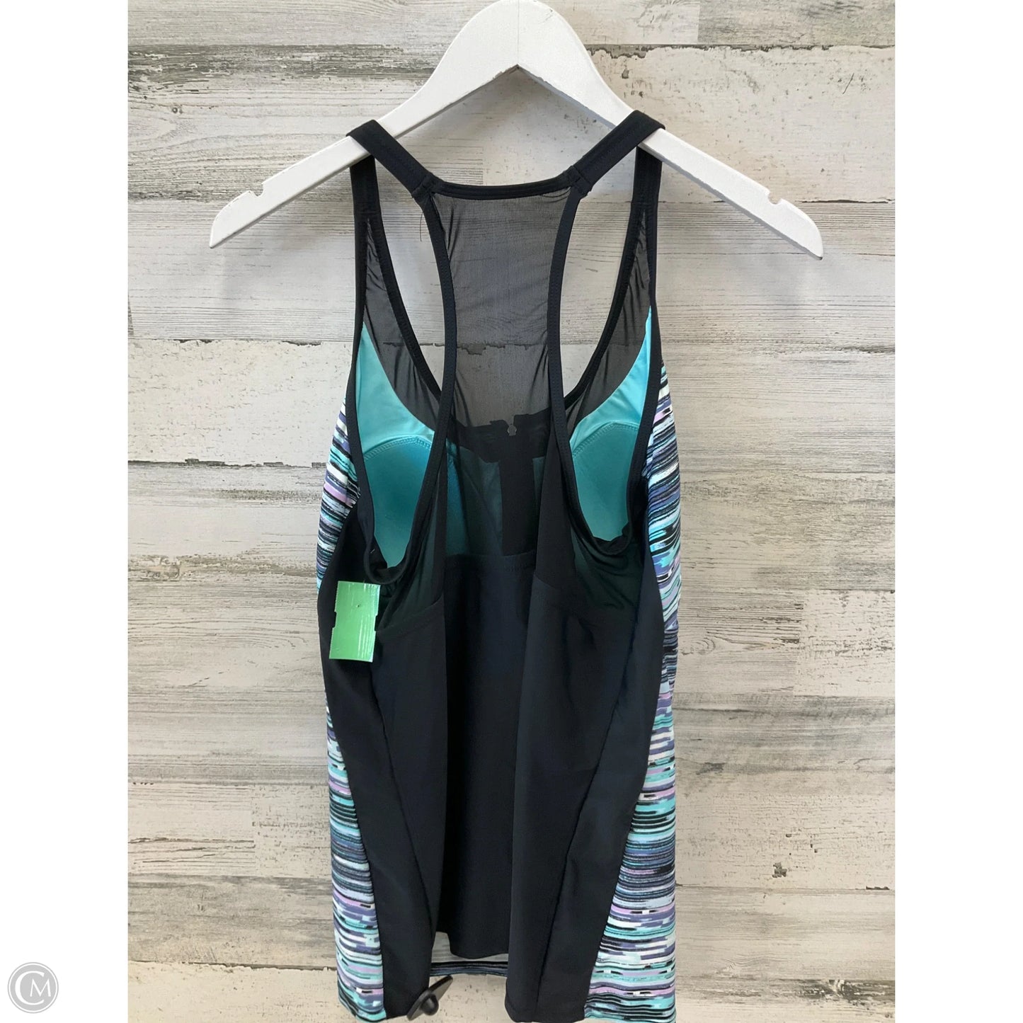 Swimsuit Top By Clothes Mentor In Black & Purple, Size: 1x