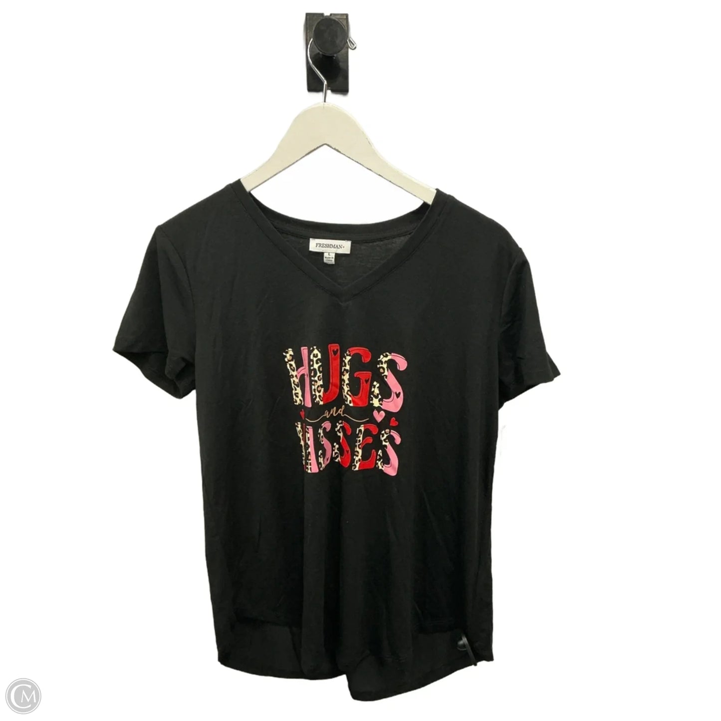 Top Short Sleeve By Freshman In Black, Size: L